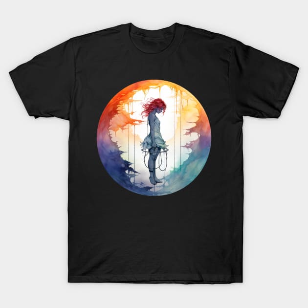 Aerial Hoop Circus Dancer Watercolor T-Shirt by Nightarcade